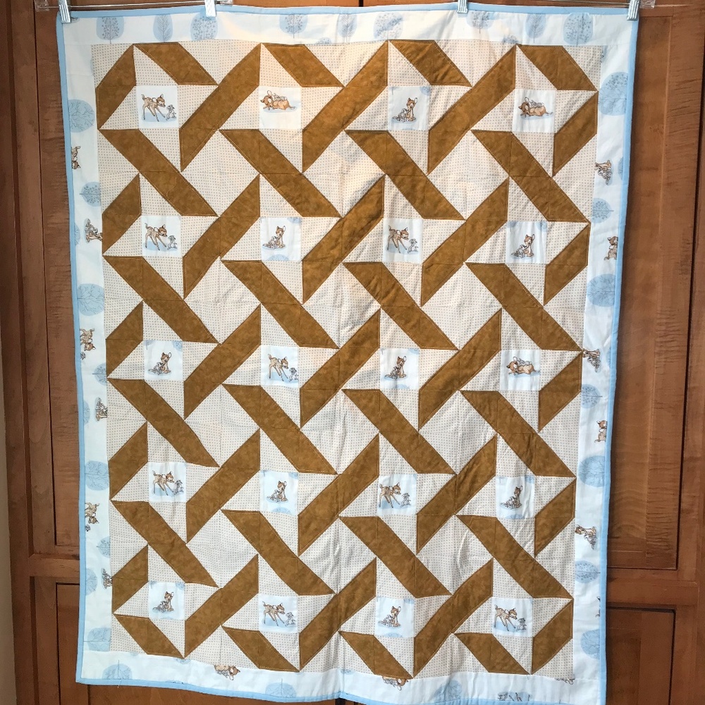 HANDCRAFTED DISNEY BAMBI BABY QUILT VINTAGE STYLE 40 x 50